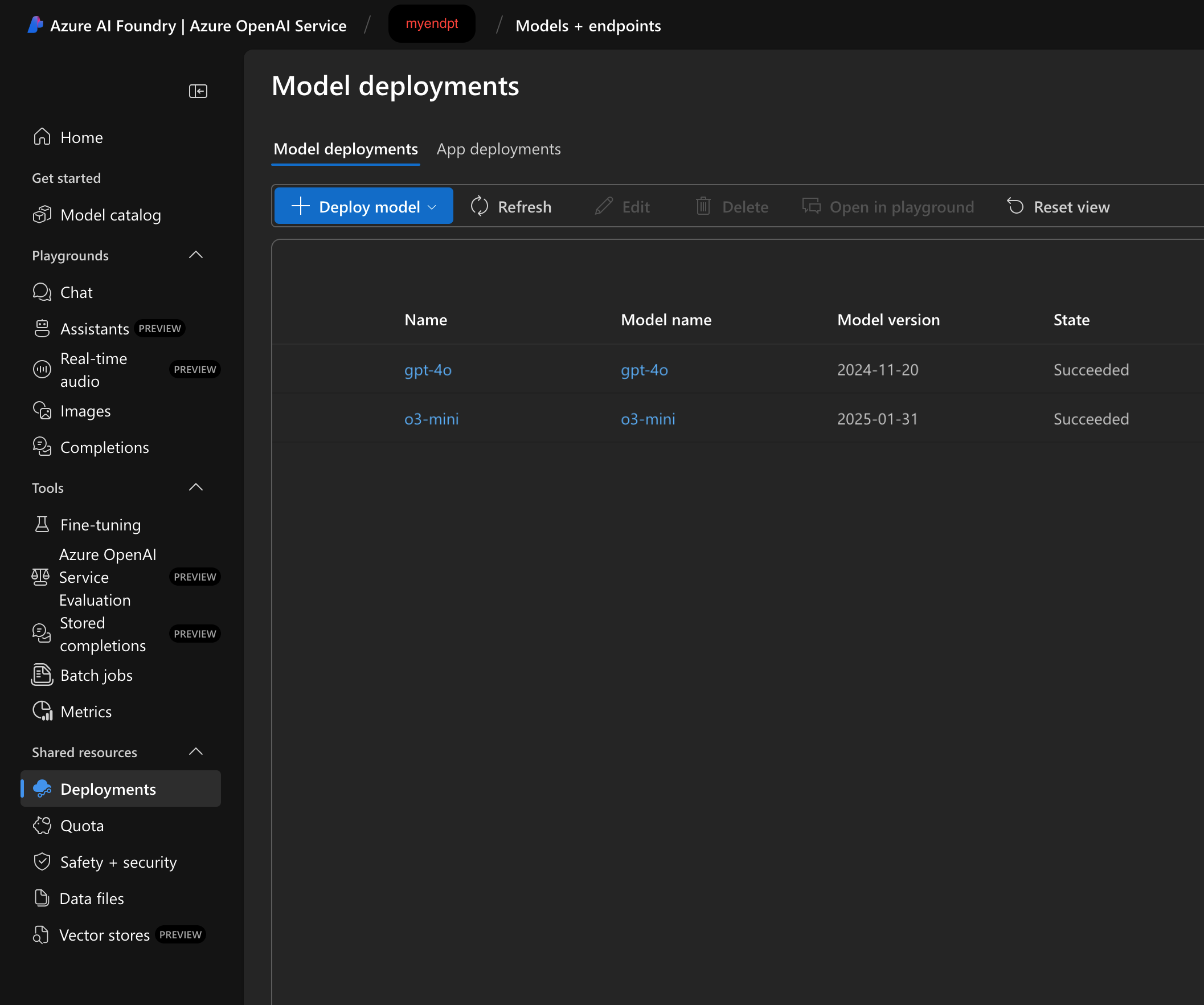 example azure deployment